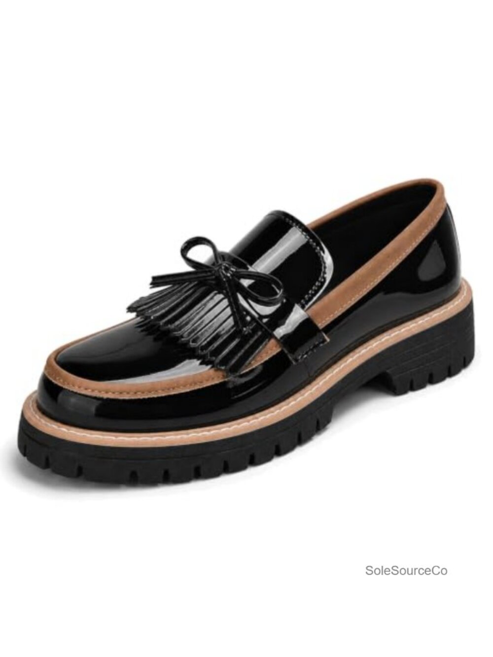 Patent Leather Lug Sole Loafers Slip On Platform Penny Shoes